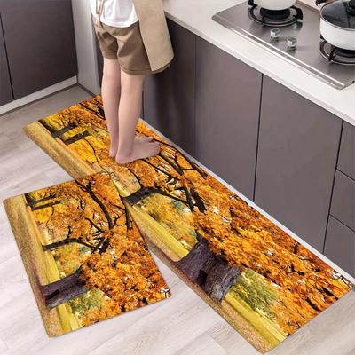 1 pz Foglie autunnali Tappetino antiscivolo assorbente Morbido Tappetino da cucina spesso Tappetino da pavimento impermeabile antiscivolo antiolio Tappetino da corridoio