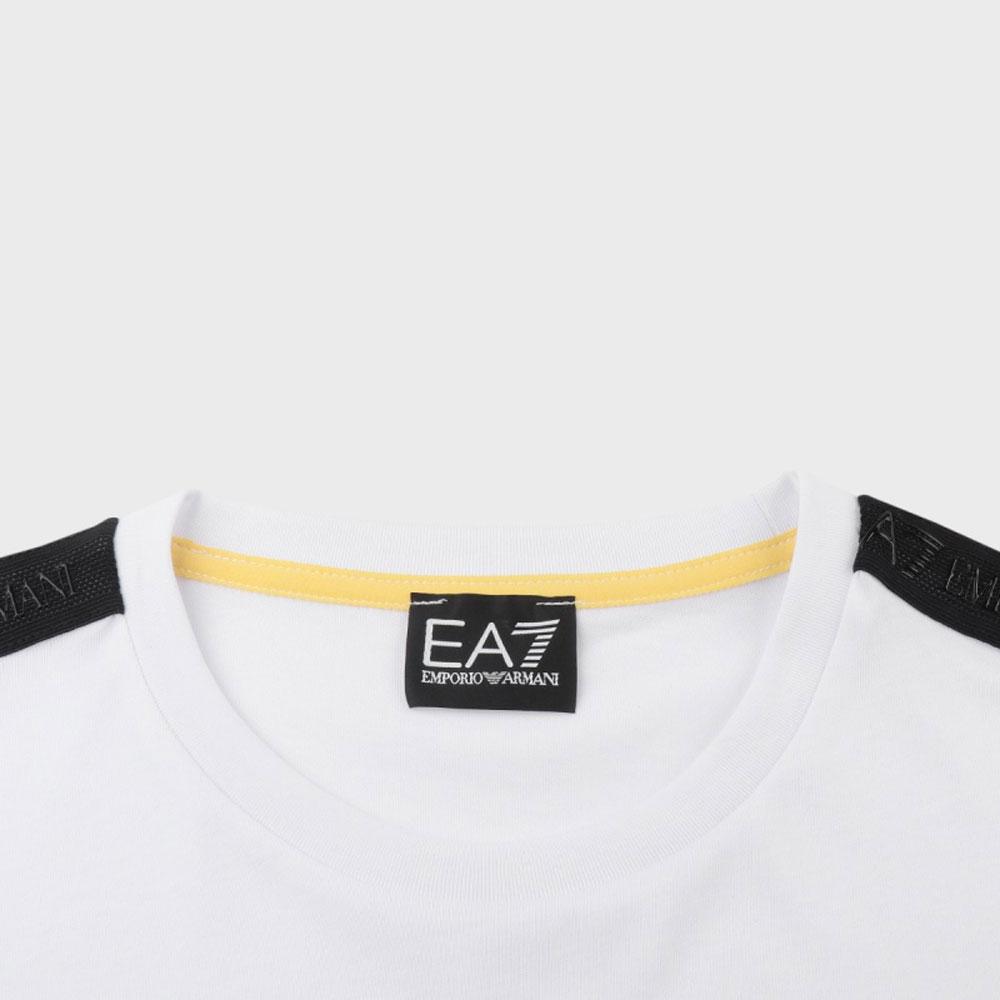 Emporio Armani EA7 SS24 Plain Letter Logo Printed Crew Neck Short Sleeve T-Shirt Men tops White 3DPT35-PJ02Z-1100