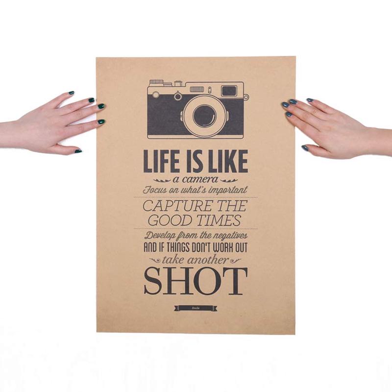 Vintage Classic Life Is Like A Camera Poster Cafe Bar Painting Home Decor Retro Wall Sticker
