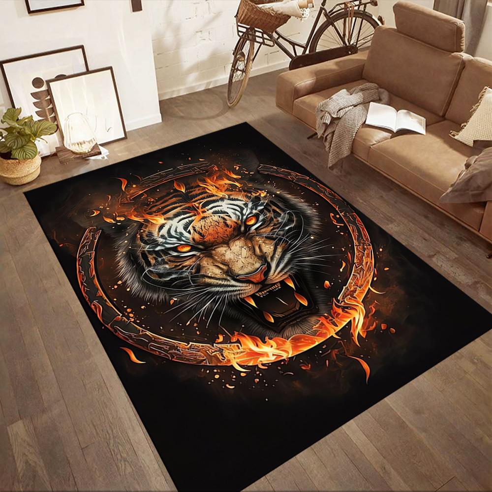 Colorful Tiger Portrait Floor Mats for Living Room, Bedroom and Room Decoration Are Suitable for Gifts.