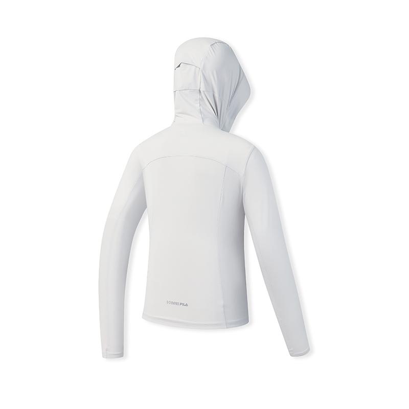 FILA Fitness Fashion Comfortable Simple Sports Training Slim Fit Hooded Knit Jacket Women jackets Light-Blue Gray A51W621501FGY