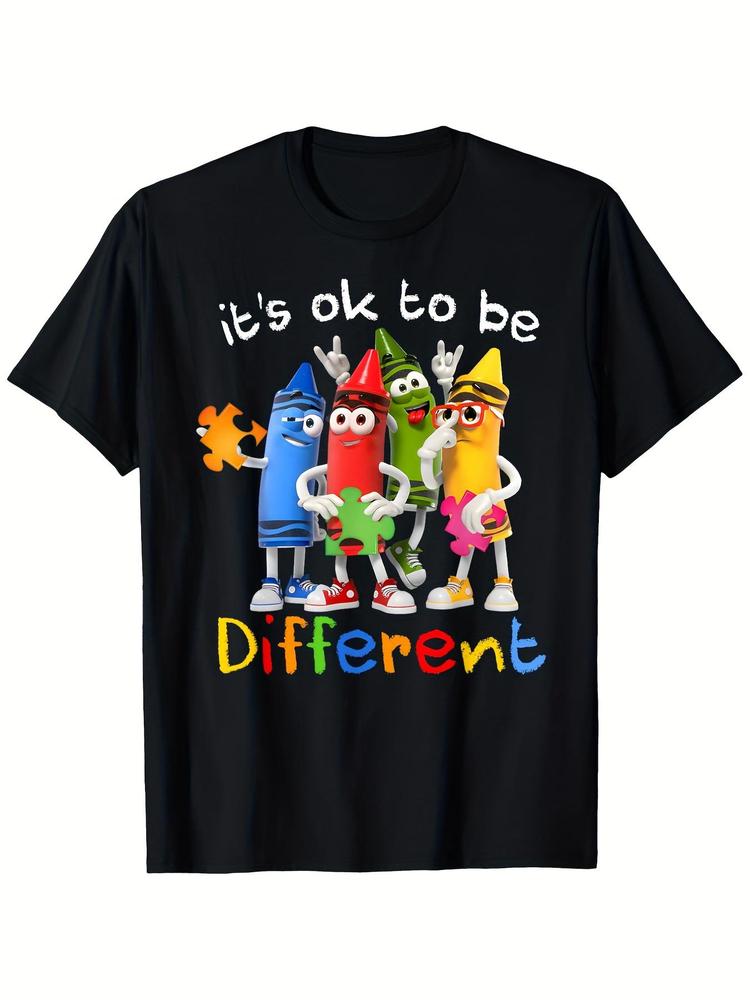 Vintage Graphic 100 Cotton TShirt Its Ok To Be Different Crayon Characters Summer