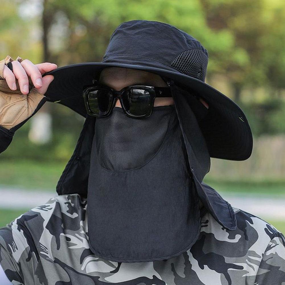 Summer Fishing Cap Breathable Anti-UV Face Cover Neck Protection Beach Cap Adjustable Detachable Sunscreen Hiking Visor Hat