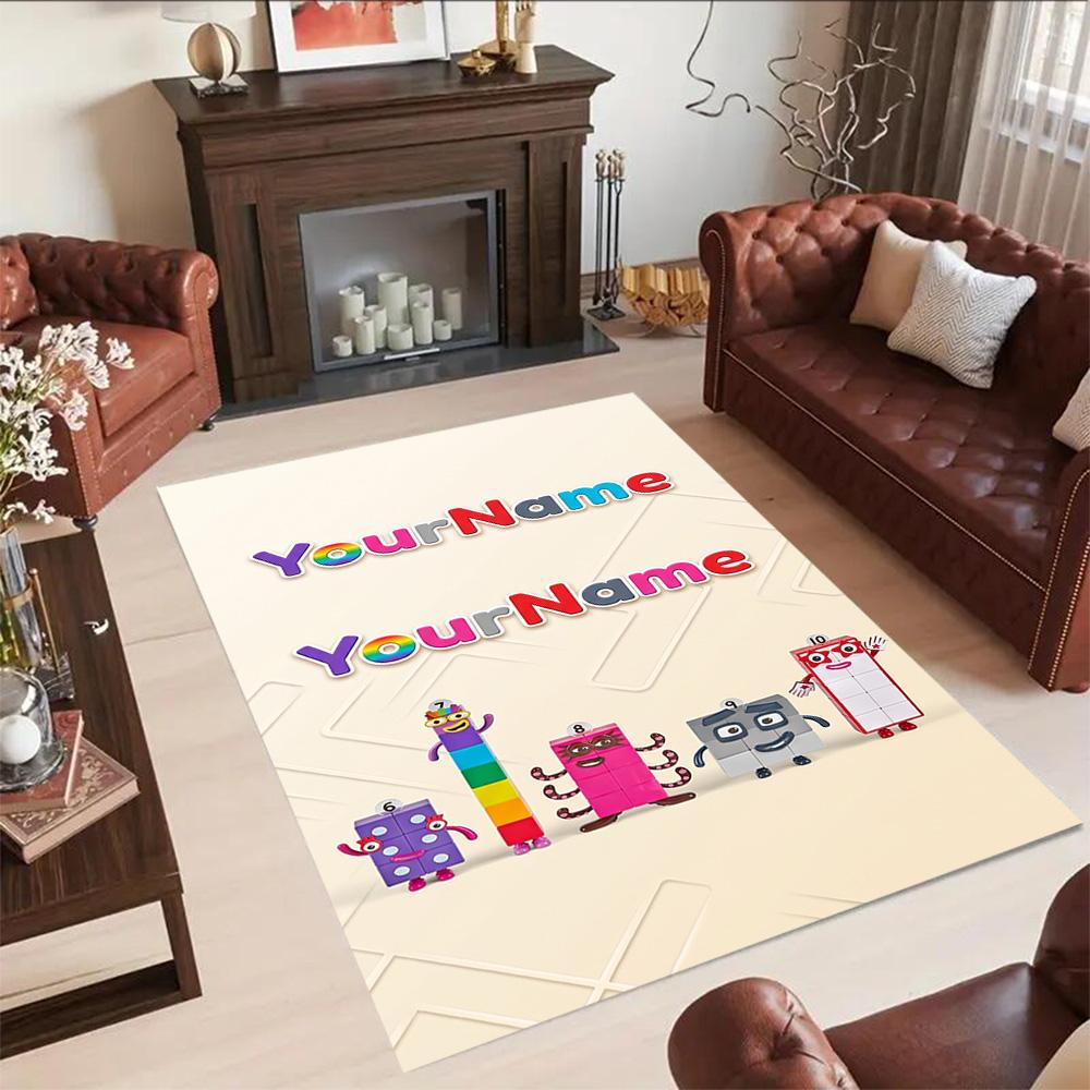 Numberblocks Customized Name Carpet Suitable for Study room Entryway Dormitory Bedrooms Antislip Carpet Anime Office Decor Best for Christmas