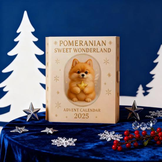 Yousheng Pomeranian Sweet Wonderland Advent Calendar 2025 24 Days Christmas Countdown Calendar Holiday Dog Decor