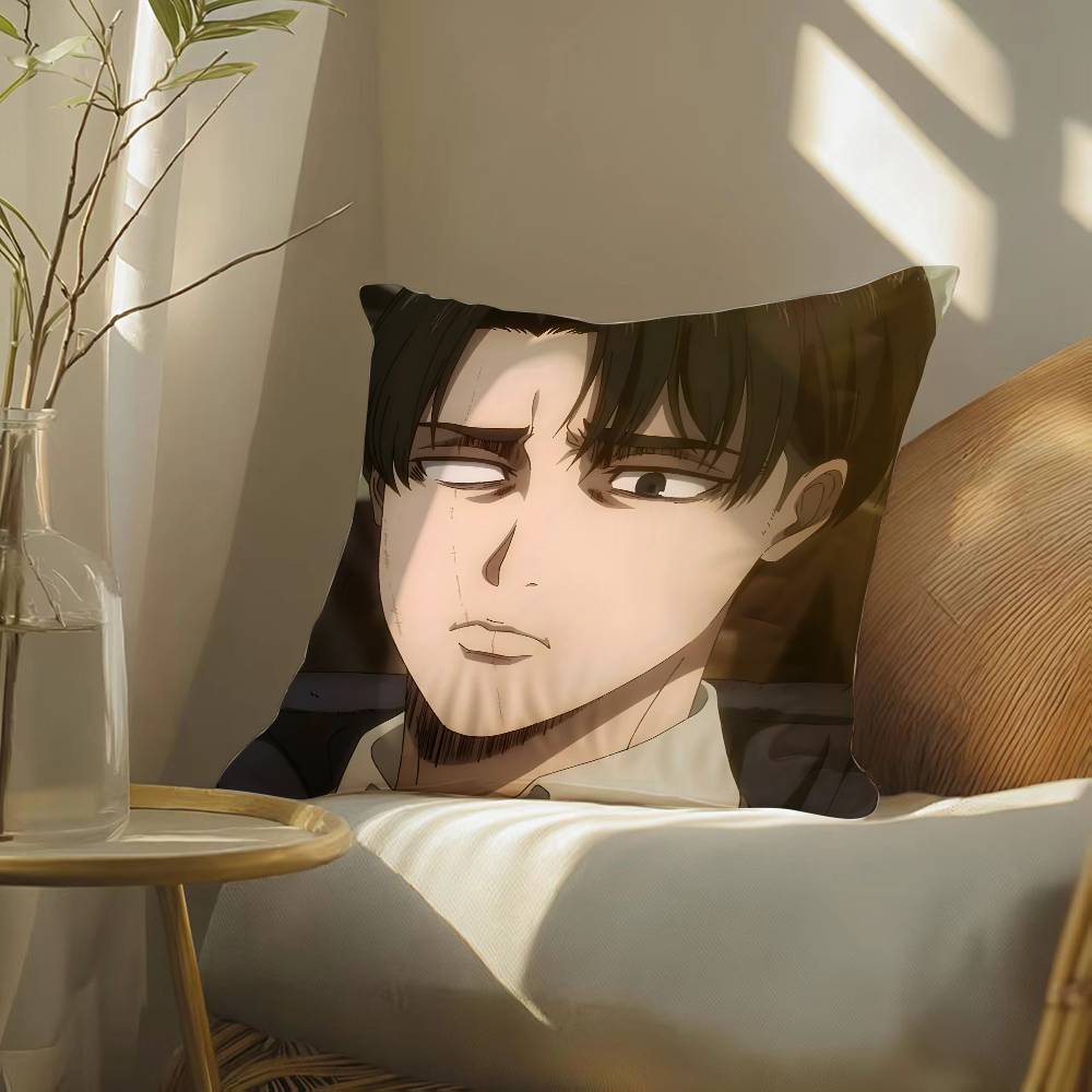 Anime Levi Ackerman Attack On Titan-T Pillow Case Silky Elegant Comfort Sofa Bed  Invisible Zipper Beach Pillowcase