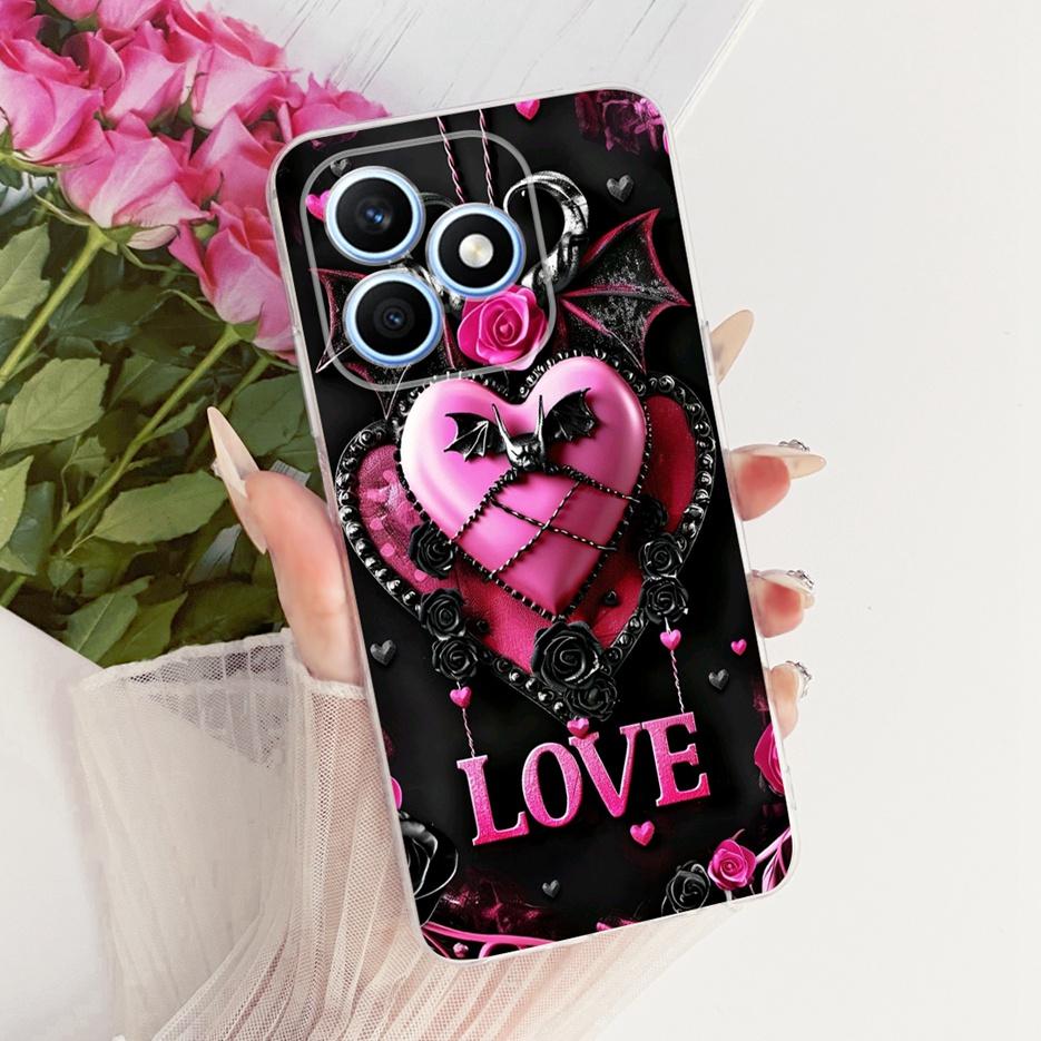 For Honor X8d 4G Case Cute Love Heart Painted Cover Soft Silicone Slim Phone Case For Honor X8d X 8d HonorX8d 4G Back Cover Bags