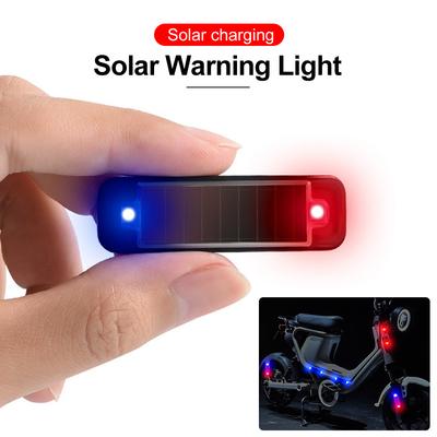Solar Powered Car Warning Light LED Red-Blue Strobing Signal Solar Flashing Light for Bike Motorcycle Scooters