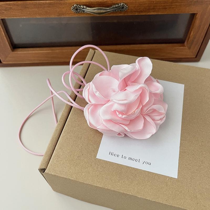 Flower Collar Choker Necklace Soft Fabric Flower Choker Tie Fabric Flower Chokers Cloth Accessories for Women Teen Girls