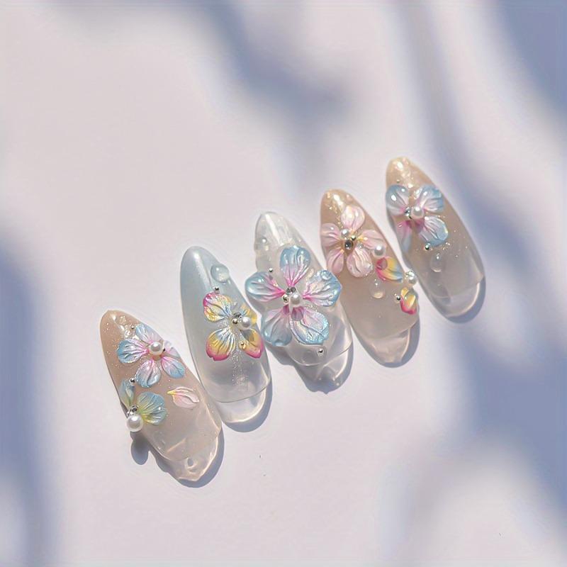 1pc Colorful Flower Nail Decals Summer Decoration Sticker Self-adhesive Embossed Featuring Five-Petal Design for Nail Art