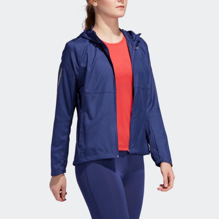 Adidas Own The Run Hooded Zip Sports Jacket Women Jackets Tech-Indigo FL7264