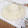 Breathable Wide Brim Straw Hat Elegant Lace Tied Sun Hat Stylish Beach Hat  Girls