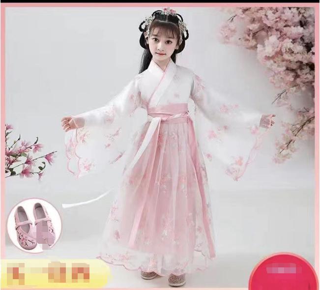 Girls' Hanfu Dress: Super Fairy Princess Long Sleeve Chinese Style for Autumn/Winter