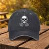 Skull Headphones Rock Baseball Cap Distressed Washed Cotton Adjustable Snapback Hat for Unisex