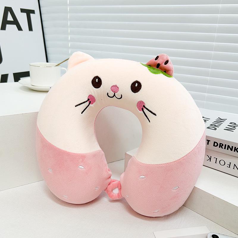 Cartoon Memory Foam U-Shaped Travel Neck Pillow for Airplane, Car & Student Use