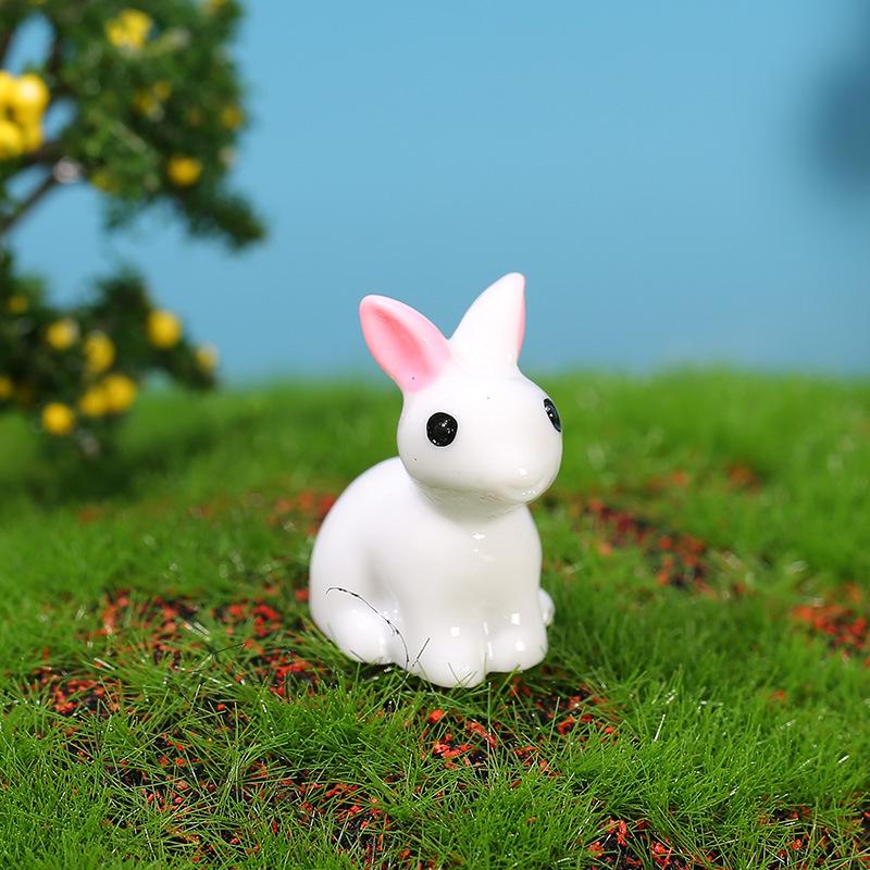 Ручная работа Ручная роспись Белый кролик Смола Микро-пейзаж Украшение белый