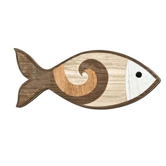 4 Pcs Rustic Fish Wall Art Wooden Fish Wall Hanging Decor Nautical Beach Wall Sculpture for Coastal Ocean Bathroom Home Decor