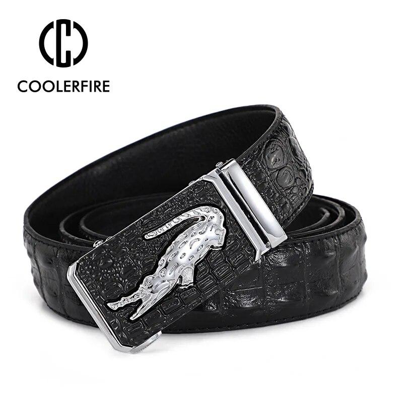 

Мужские ремни из натуральной кожи с узором крокодила, ремни с автоматической пряжкой для мужчин, брендовые роскошные деловые ремни высокого качества