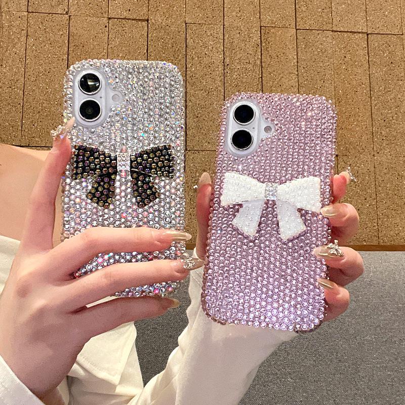 Luxus 3D Strass Schleife iPhone 15/16 Pro Max Hülle für Damen