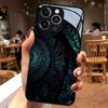 Brilliant Mandala Pattern Tempered Glass Black Phone Case For Samsung Galaxy S25 S24 S23 Ultra Plus FE Shockproof Cover