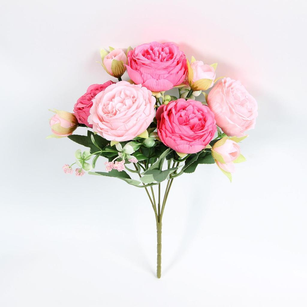 Artificial Persian Rose Bouquets - 5-Head Faux Roses for Home and Wedding Décor