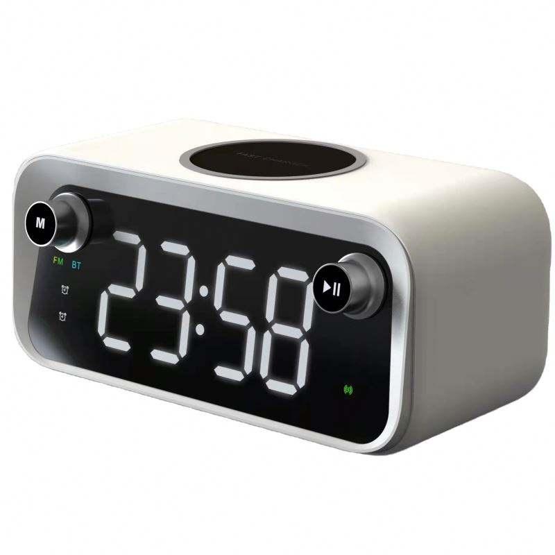 

Multifunction Bluetooth-compatible Speaker ABS+PC Night Light Digital Alarm Clock 15W Wireless Charger A