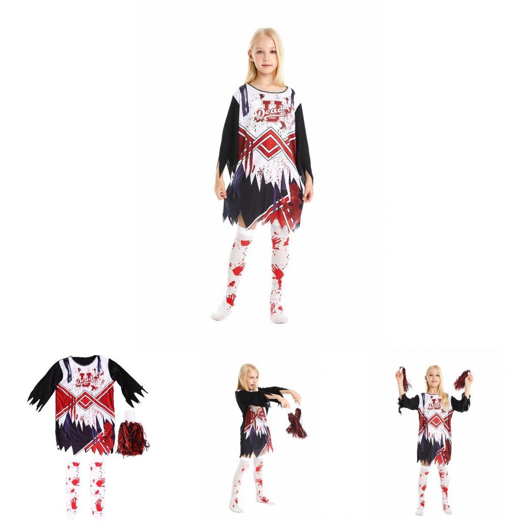 Spooky Halloween Girls Zombie Cheerleader Cosplay Costume For Carnivals And Parties