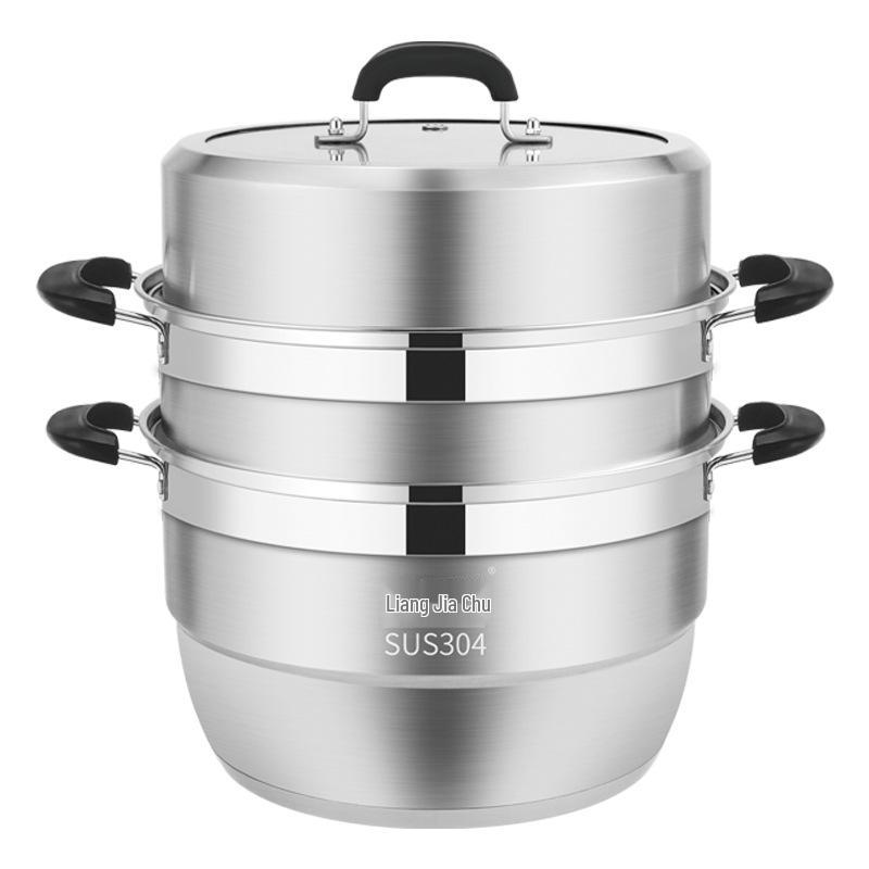 Nerezový parní hrnec s velkou kapacitou: Protiopaření, Vícevrstvý design pro vaření & dušení