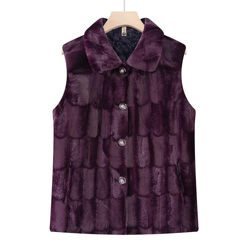 Women's Plus Velvet Faux Mink Fur Vest - Warm, Thickened Cape for Middle-Aged and Elderly Moms