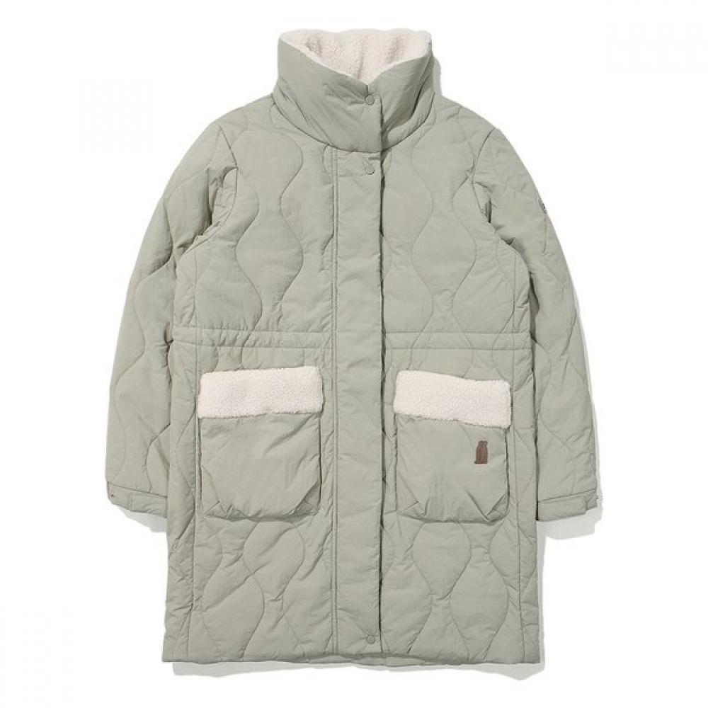 Teddy Diamond Quilting Long Puffer  Olive 