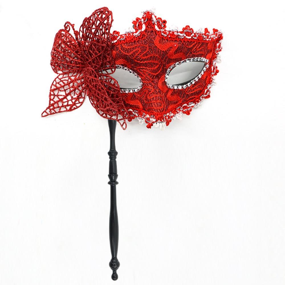 

Halloween Dressing Butterfly Hand Hold Mask Half Face Cover Party Face Mask Dance Performance red-style 1
