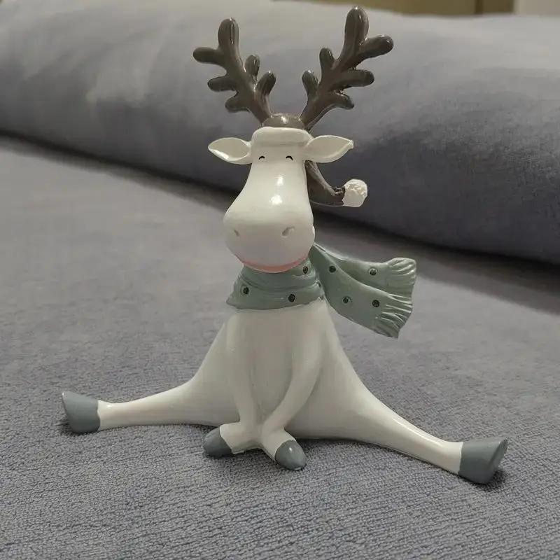 Creative Resin Deer Figurine Kids Room Desktop Shelf Unique Ornament Cute Decorative Item