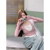 Pure Desire Sweet Spicy Fake Two-piece Long-sleeved Bottoming Women's Spring and Autumn New Color-blocked Slim-fitting Inner Top
