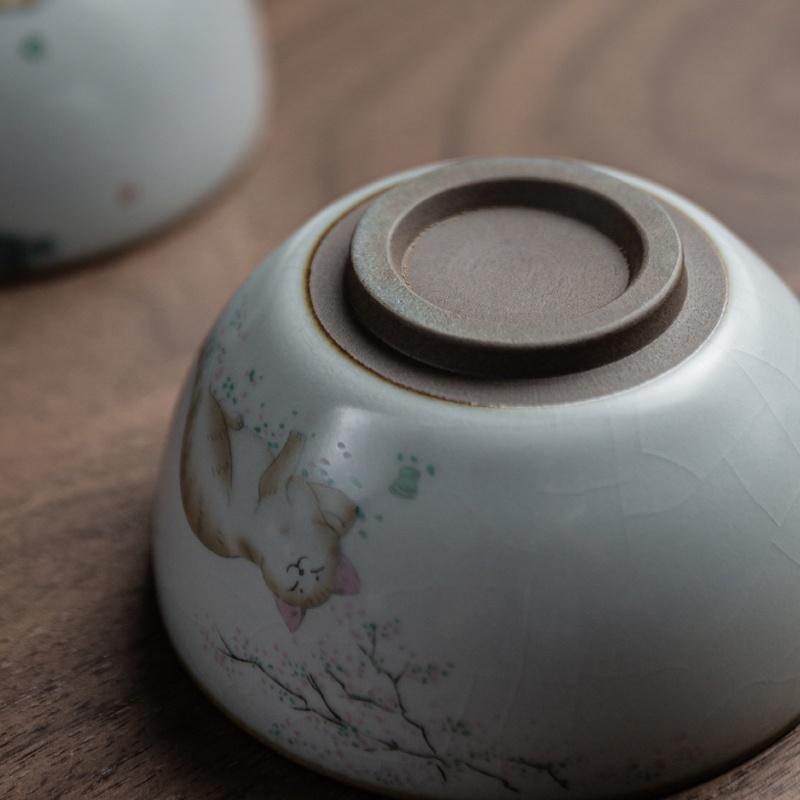 115ml Cute Cat Tea Cup Master Cup Personal Exclusive Tea Cup Ceramic Kung Fu Single Cup Ru Kiln Small Tea Cup Tea Bowl