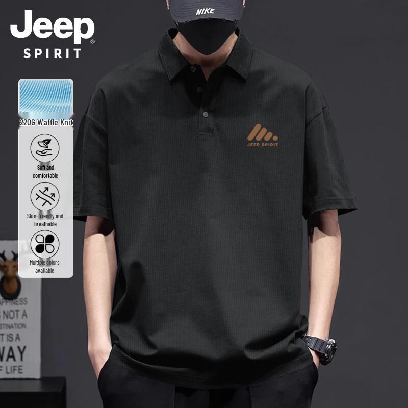 JEEP SPIRIT Men's 220G Waffle Knit Short Sleeve Polo Shirt
