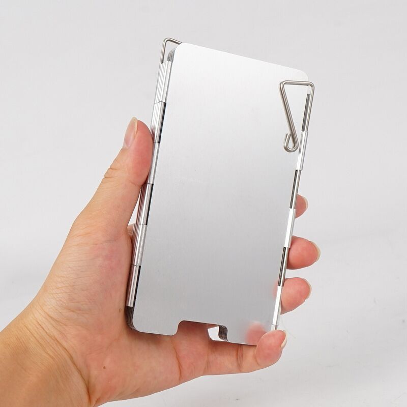 Outdoor Folding Cassette Stove Aluminum Wind Shield Camping Picnic Cooking Flat Gas Stove Alcohol Stove Windproof Cover