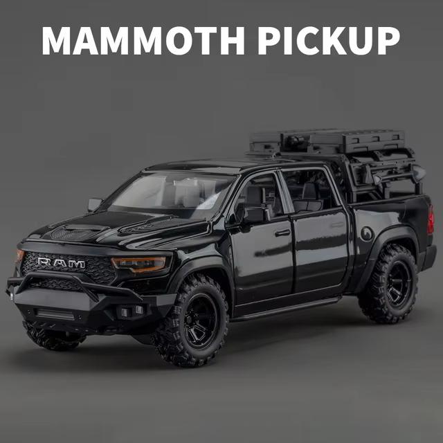 2025 New 1:32 Dodge RAM 1000 TRX Mammoth Picku Alloy Car Model Sound And Light Pull Back Children's Toy Collectibles Birthday Gift