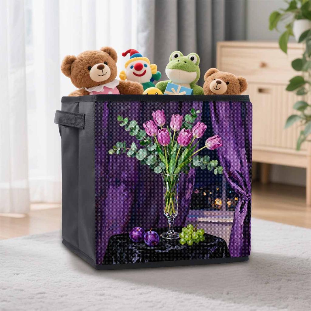 5D Diamantmalerei Aufbewahrungskorb Blume Vollrunde Bohrmaschine Mosaik Diamantstickerei Glaube im Herzen Kreuzstichsets Heimdekor Heimdekor