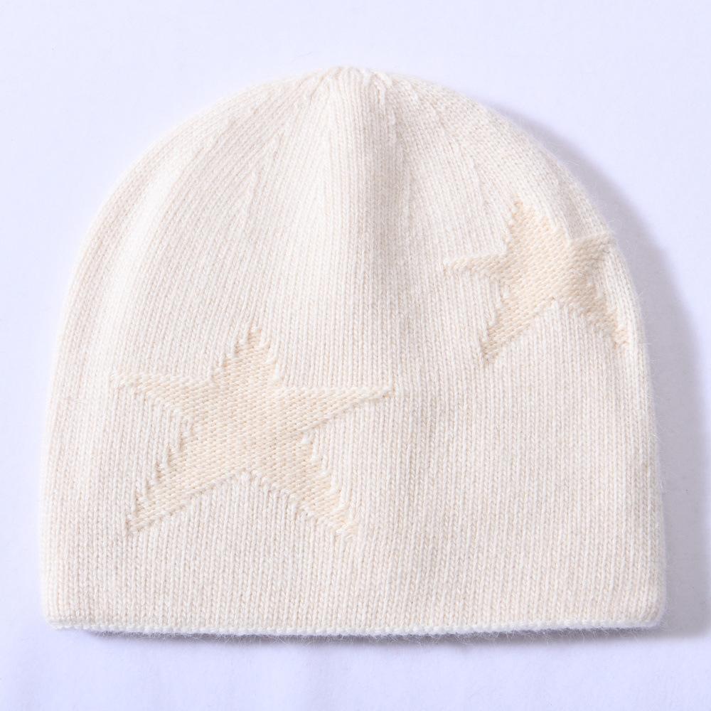 Pentagram rabbit velvet double-layer warm wool hat autumn and winter knitted hat windproof ear protector striped hat cold hat