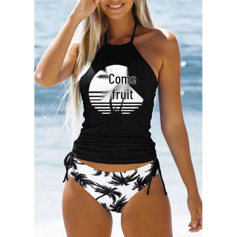 Plus Size Sexy Printed Bandage Bikini - Tummy Control Swimwear for Women