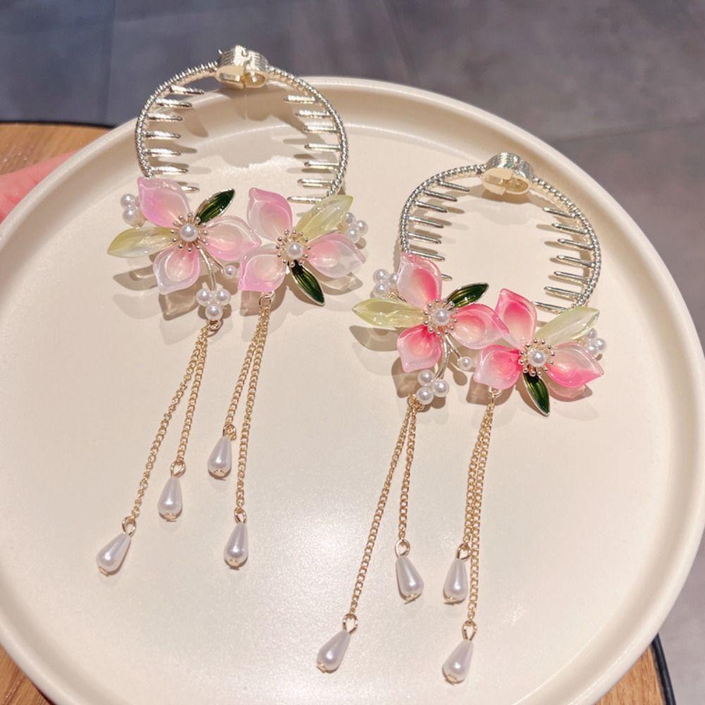 

Головной убор Hanfu с кисточкой, цветком, пряжкой из хвоща, жемчугом, держателем для хвоста, аксессуарами для волос