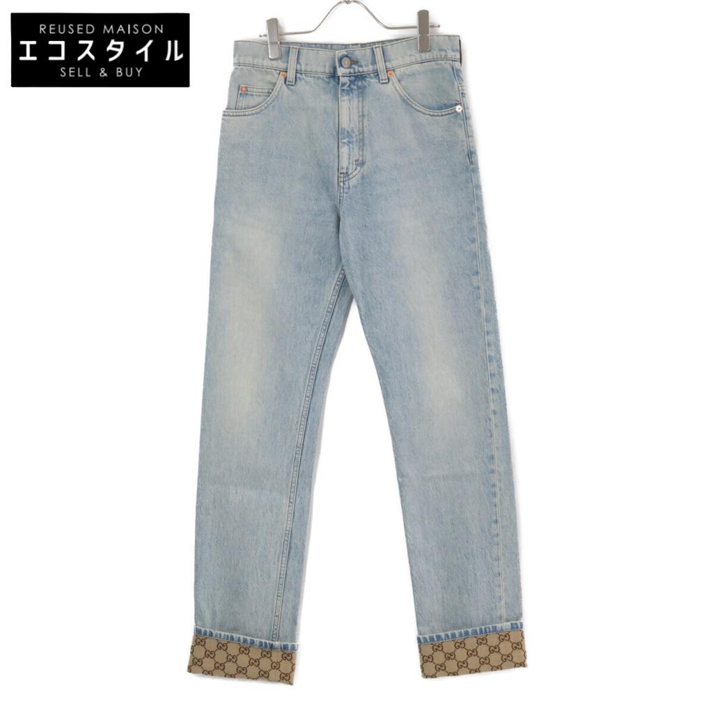 GUCCI [/Domestic genuine] 774078 Turn-Up Washed Zip Fly Denim Pants/ Bottoms 28 Light blueUsed