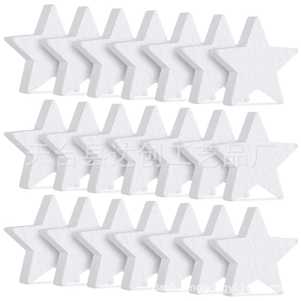 25.4mm White Wooden Five-Pointed Star Decoration, 100 pcs/bag - Ideal for Independence Day Festival.
