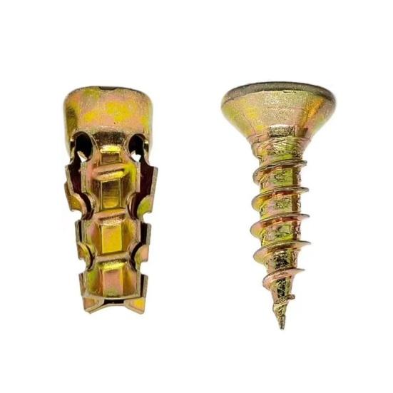 6x14mm Expansion Screws, Flat-Fit Countersunk Head for Cabinet Hinge Repair, Heavy-Duty Steel Wall Wood Expansion Screws, Strong Grip Thread Repair