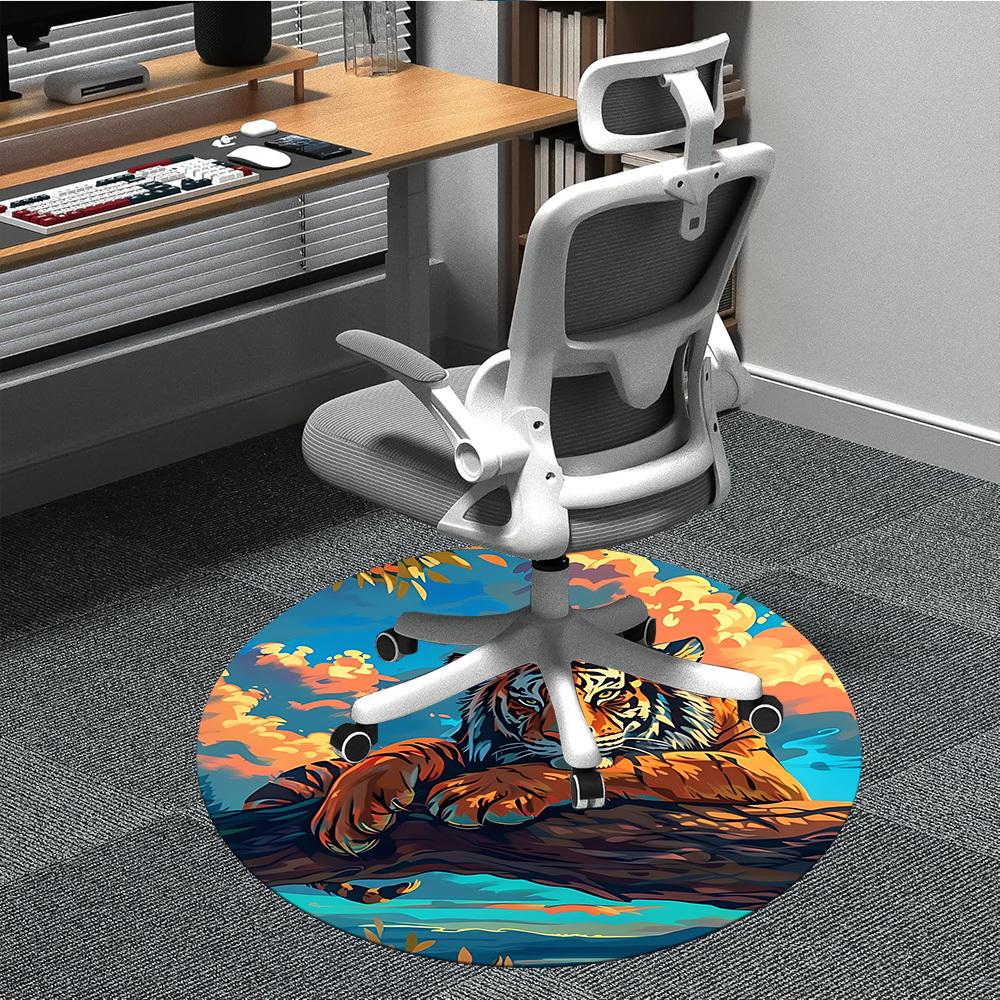

1pc Tiger, Wildlife Chair Carpet for Office Non-Slip, Machine Washable Rug for Office, Room - Polyester, Machine Made yy251029143 80cm by 80cm