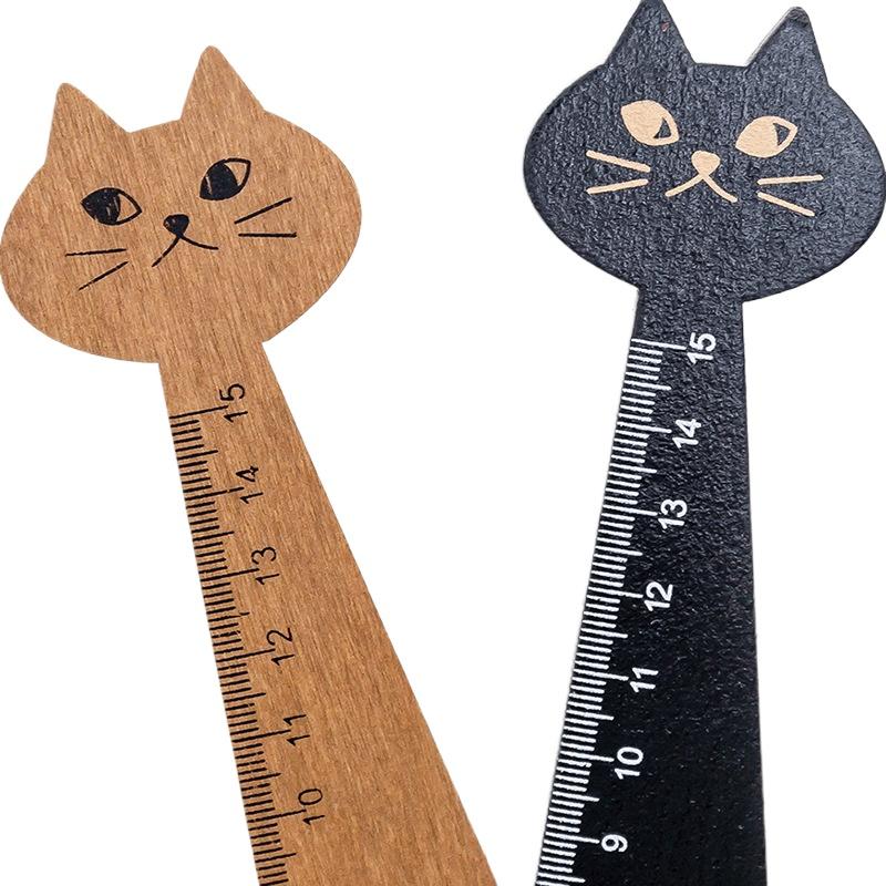 Kreatives Cartoon-Lineal Katze Zeichnen Niedlich Holz Umweltfreundlich Retro Kawaii Schreibwaren Büro Schulbedarf Liebenswert