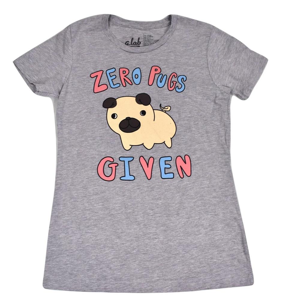 A-Lab Womens Zero Pugs Given Gray T-Shirt New XS, S, M, L