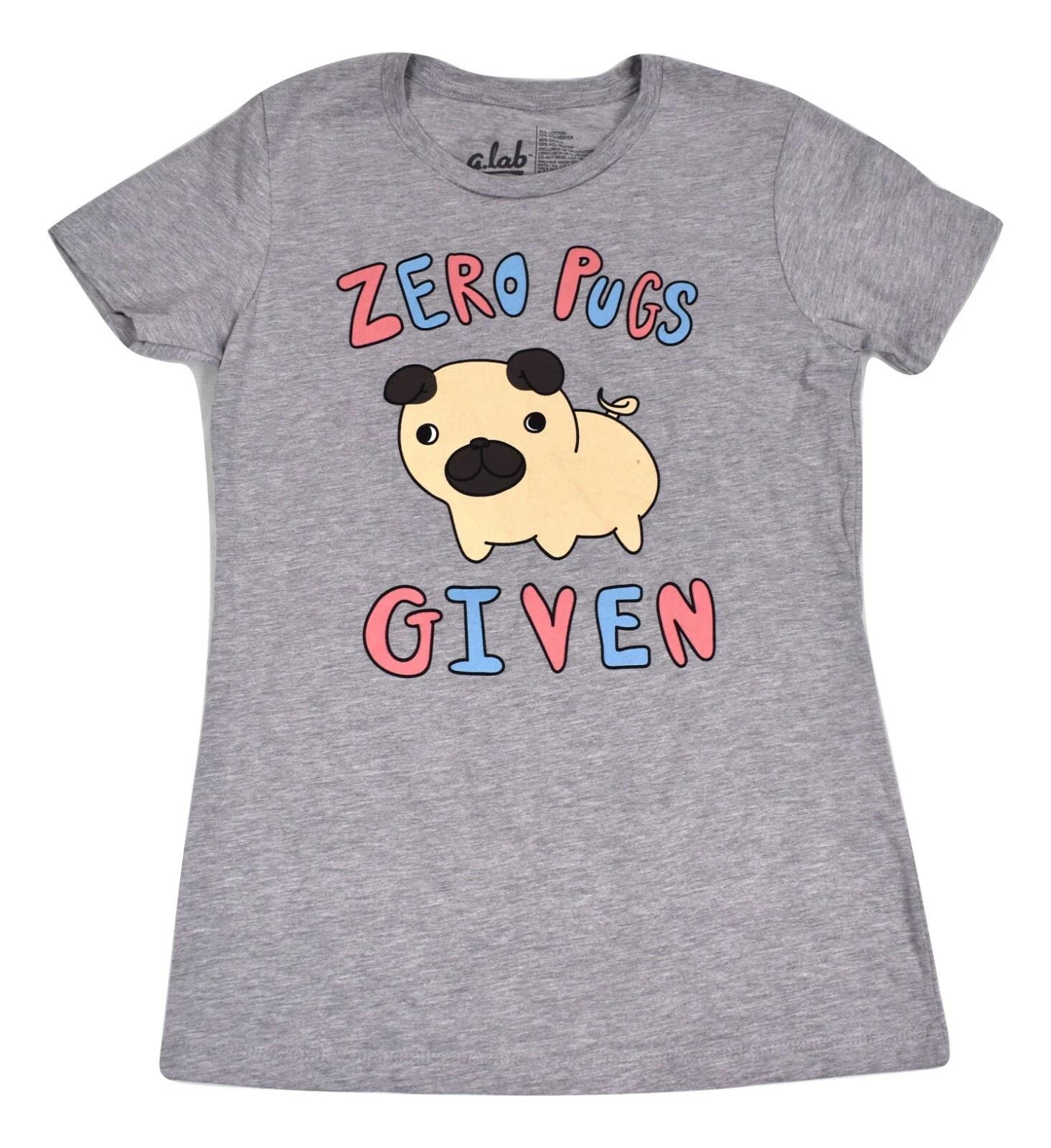 A-Lab Womens Zero Pugs Given Gray T-Shirt New XS, S, M, L 3XL