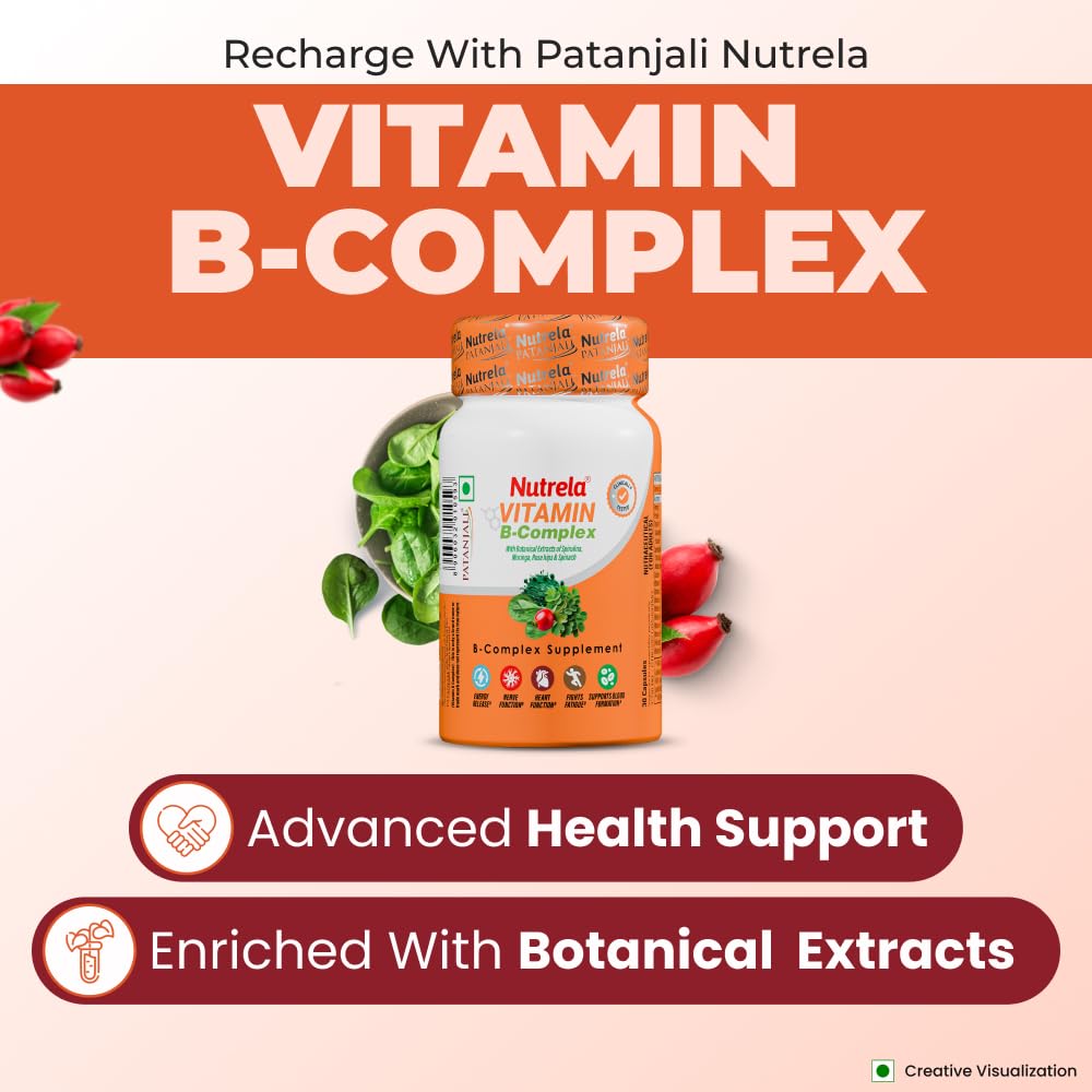 Nutrela Daily Energy Biofermented B Complex 30 Capsules x Pack Of 2 For Men Women Metabolism Support Vitality Supplement