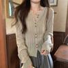 Temperament slack single-breasted knitted sweater jacket women's spring and autumn winter loose long-sleeved bottomed jacket top